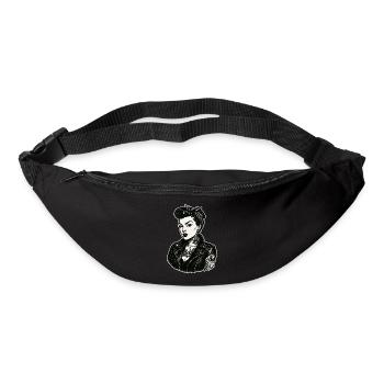 Rebellisches 50s Pin-Up Girl Lederjacke - Gürteltasche - Schwarz - Vorne