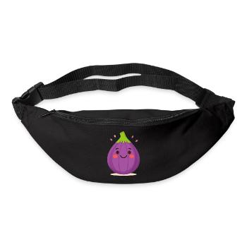 Purple Kawaii Fig – Sweet Fruit Illustration Art - Bum bag - black - Front
