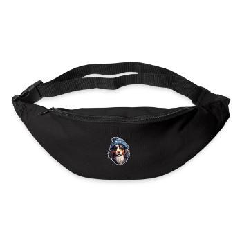 Chien de neige avec écharpe et flair d’hiver - Sac banane - noir - Devant