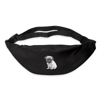 Mops-schablonen-design Weiß Und Schwarz - Gürteltasche - Schwarz - Vorne