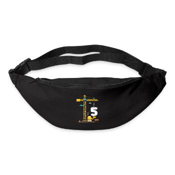 Kinder 5. Geburtstag Jungs mit Kran und Bagger, - Gürteltasche - Schwarz - Vorne