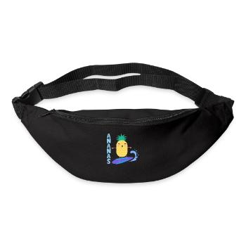 pineapple riding waves on a surfboard, - Bum bag - black - Front