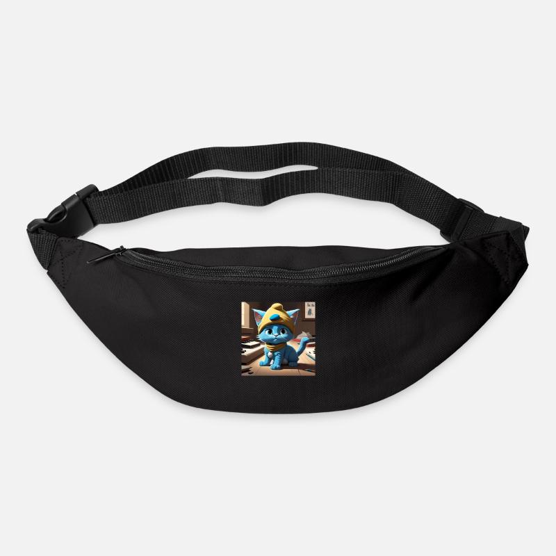 Blaue Katze - Gürteltasche - Schwarz