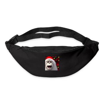 Singe de Noël avec bonnet de père Noël - Sac banane - noir - Devant