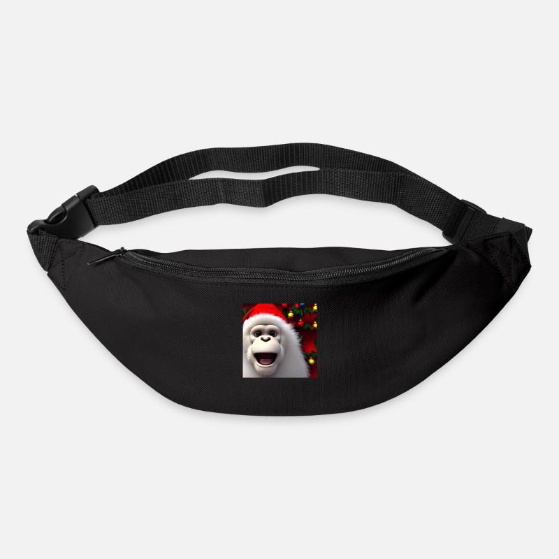 Christmas monkey with santa hat - Bum bag - black