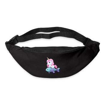 La licorne monte sur le poisson - Sac banane - noir - Devant