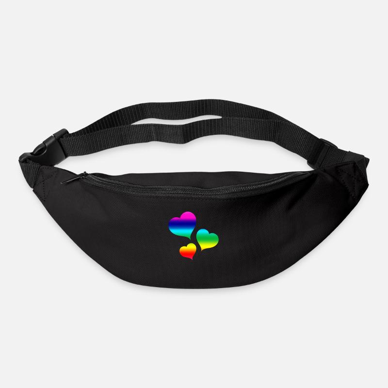 Bunte Herzen - Gürteltasche - Schwarz