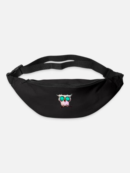 Eule _ 02 - Gürteltasche - Schwarz