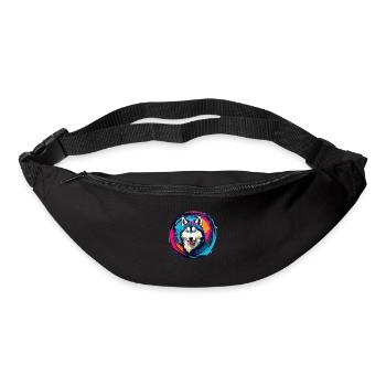 Sibirischer Husky Huskyportrait im Farbkreis - Gürteltasche - Schwarz - Vorne