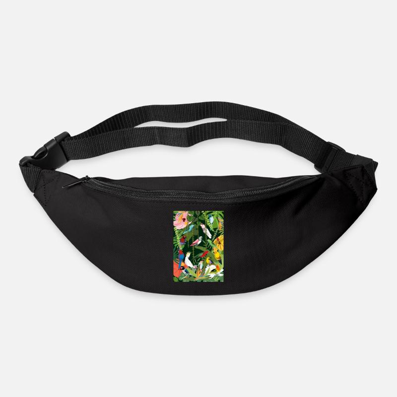 Parrots in the jungle, illustration - Bum bag - black