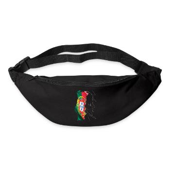 Drapeau du Portugal sur la carte du Portugal - Sac banane - noir - Devant