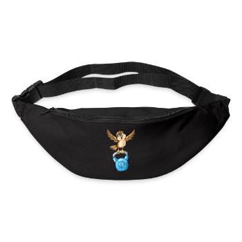 Oiseau spatule avec haltères fitness exercice musculaire - Sac banane - noir - Devant