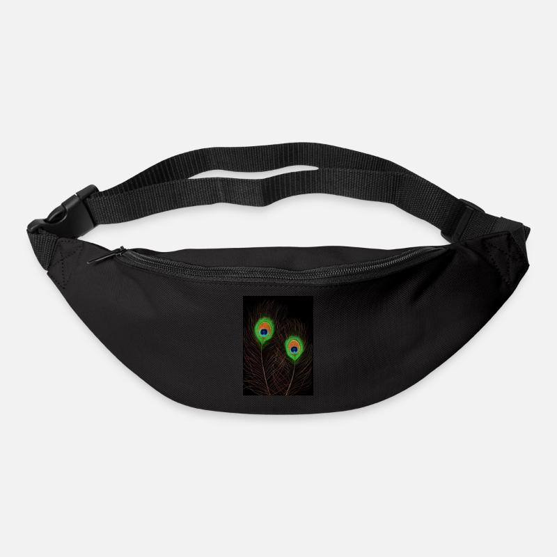 Pfauenfedern auf Schwarz - Gürteltasche - Schwarz