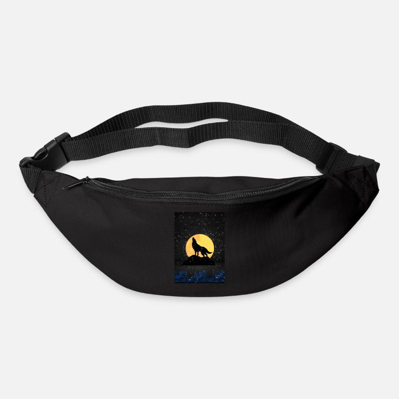 Wolf in der Vollmondnacht - Gürteltasche - Schwarz