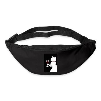 Katze mit Wein - Gürteltasche - Schwarz - Vorne