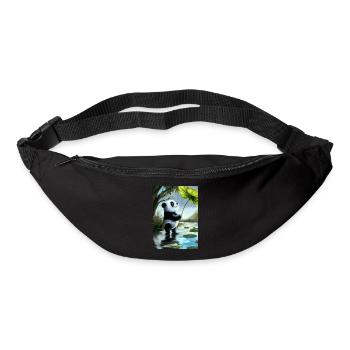 Panda mit Blatt Regenschirm - Gürteltasche - Schwarz - Vorne