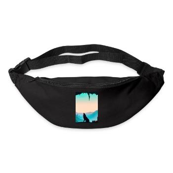 Wolf bei Nacht - Gürteltasche - Schwarz - Vorne