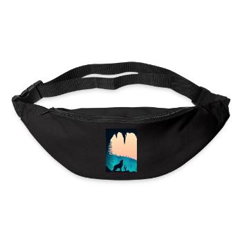 Wolf bei Nacht - Gürteltasche - Schwarz - Vorne