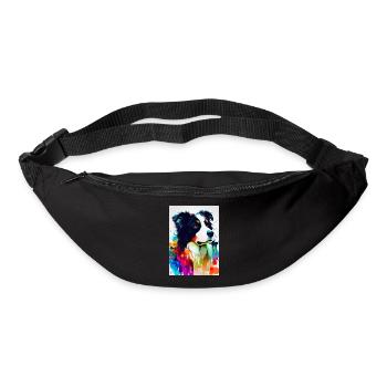Bunter Border Collie - Gürteltasche - Schwarz - Vorne