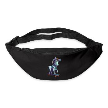 Skateboarder Zebra : Kawaii sur la planche - Sac banane - noir - Devant