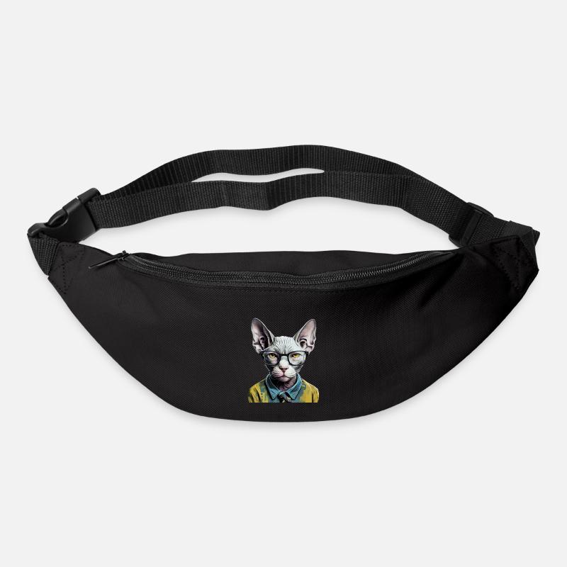 Hipster-Katze Ziggy - Gürteltasche - Schwarz