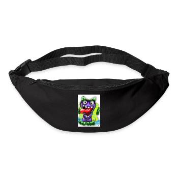 Bunter Cartoon Monster mit Riesenzunge - Gürteltasche - Schwarz - Vorne