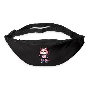 Samurai Katze & Kirschblüten #11 - Gürteltasche - Schwarz - Vorne