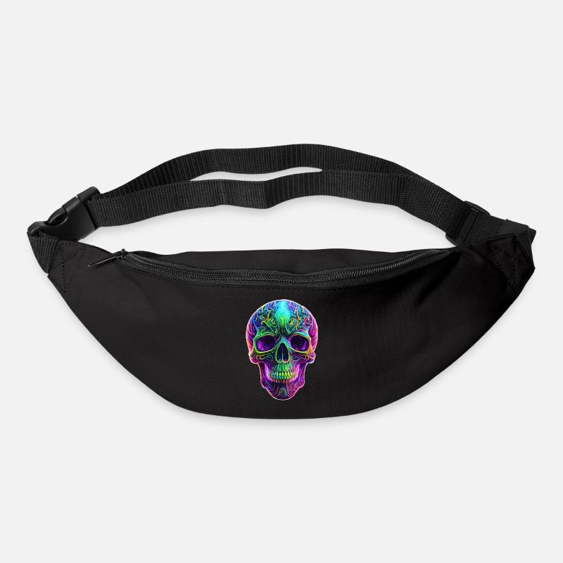 Neonfarbener, bunter Totenkopf - Gürteltasche - Schwarz