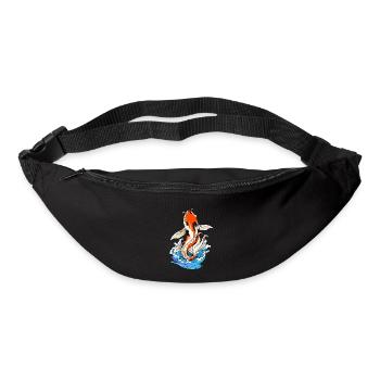 Carpe Koï - Vague - Poisson - Sac banane - noir - Devant
