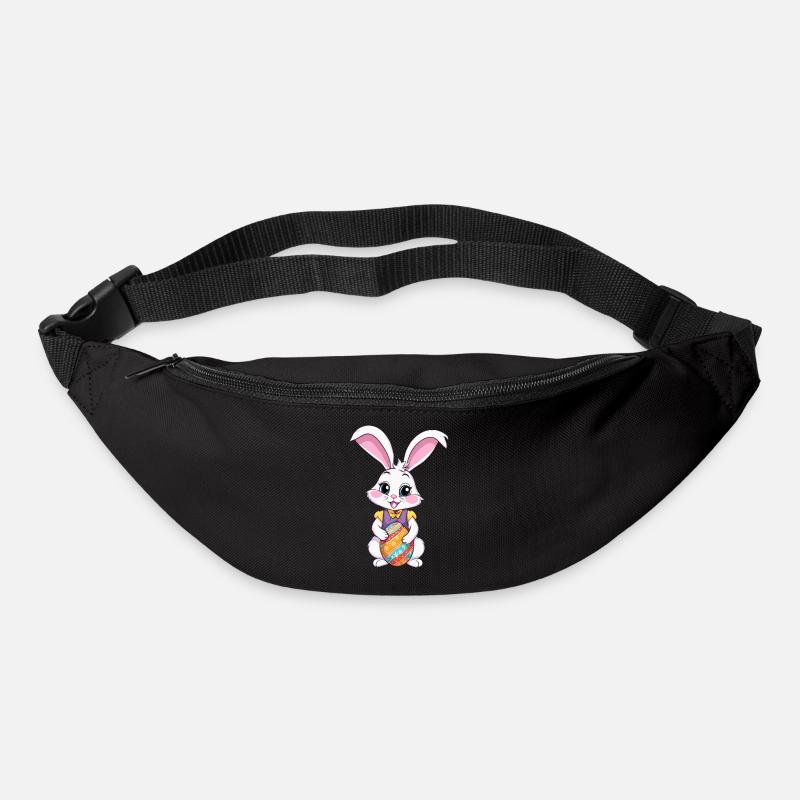 Lapin de Pâques avec des œufs de Pâques - Sac banane - noir