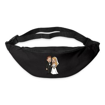 Bande dessinée de mariage couple de mariés - Sac banane - noir - Devant