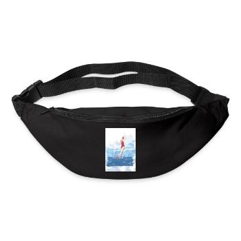 Frau in rotem Badeanzug schaukelt am meer - Gürteltasche - Schwarz - Vorne