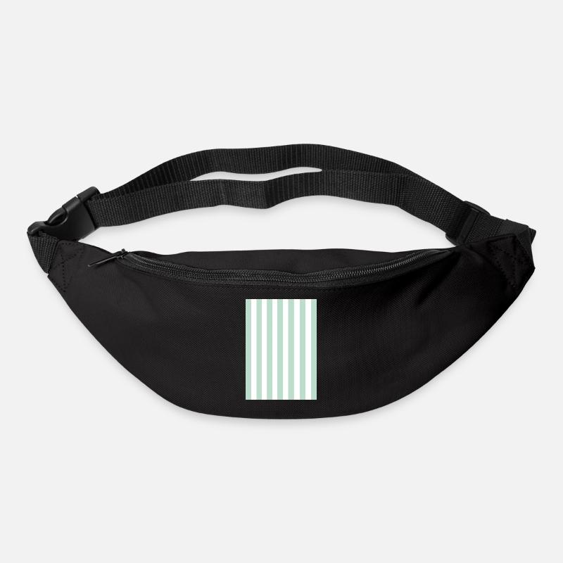 Stripes - green, white, personalizable - Bum bag - black