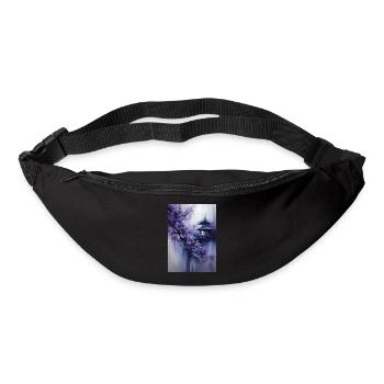 Lila Pagode und Blumen - Gürteltasche - Schwarz - Vorne