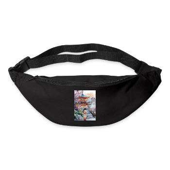 Kimono-Pagode und Kirschbäume - Gürteltasche - Schwarz - Vorne