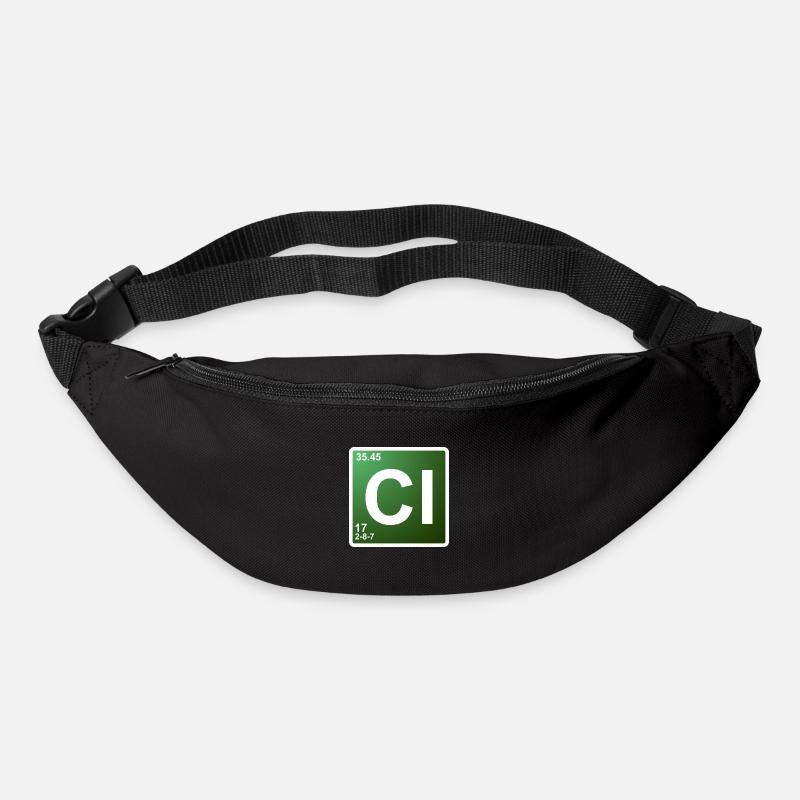 Cl - élément de chimie du chlore 17 - Sac banane - noir