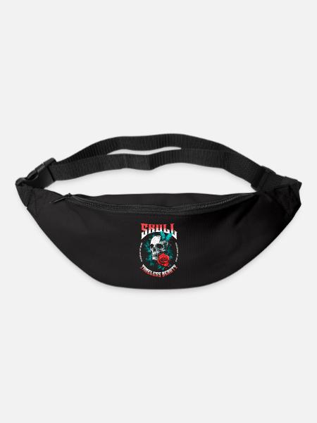 Totenkopf Totenschädel Schmetterling Rose Blume - Gürteltasche - Schwarz