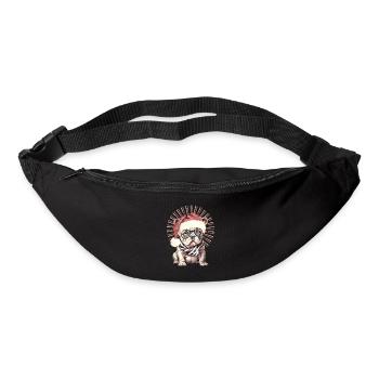 drôle Père Noël Bulldog chiens de Noël - Sac banane - noir - Devant