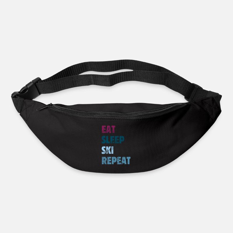 Eat Sleep Ski Repeat - Skifahrer, Skiurlaub Spruch - Gürteltasche - Schwarz