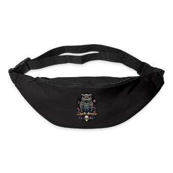 Dekorative bunte Eule mit Schädel - Gürteltasche - Schwarz - Vorne
