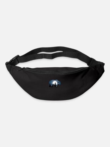 Forêt de Baer Lune Nature Forêt Animaux Animaux Amour animal - Sac banane - noir