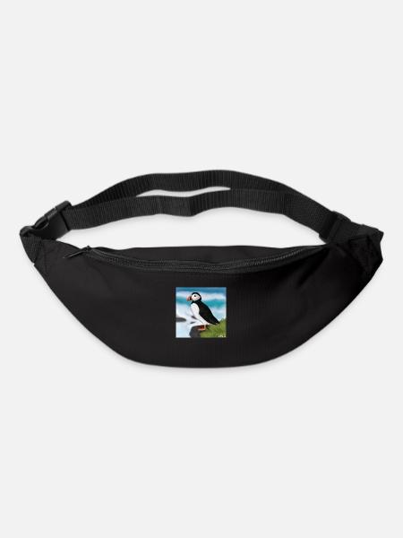 Painted Atlantic Puffin Bird Design Illustration - Bum bag - black