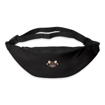 Rat or mouse cute face and hearts - Bum bag - black - Front