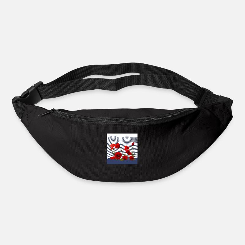 coquelicot et vague marine bord de mer - Sac banane - noir
