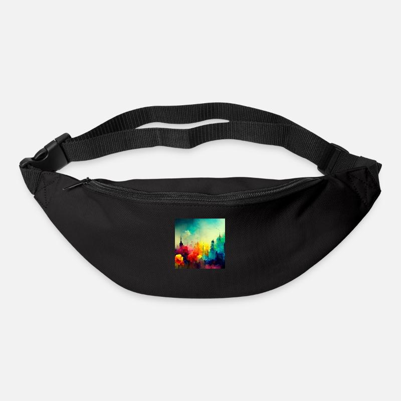 Farbenfrohes City Splash - Gürteltasche - Schwarz