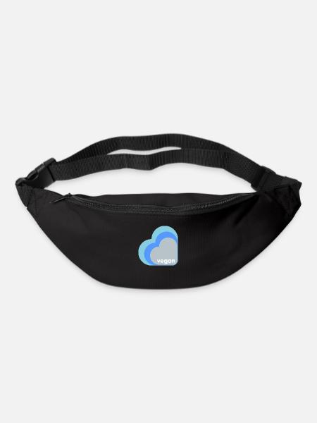 Cœur végétalien bleu - Sac banane - noir