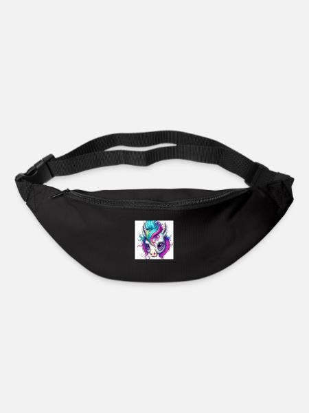 Verrücktes Einhorn - Gürteltasche - Schwarz