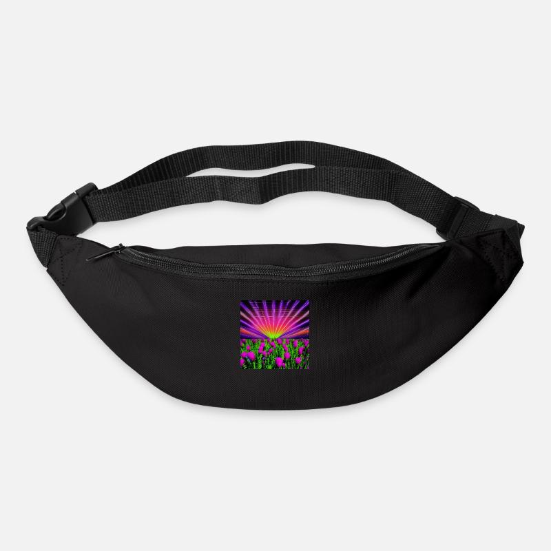 Psychedelische Sonne senkt sich - Gürteltasche - Schwarz