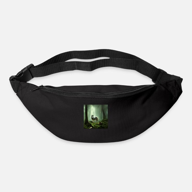 Wolf in the green forest - Bum bag - black