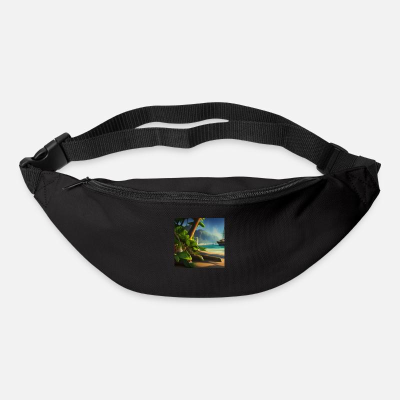 Boot und Palme - Gürteltasche - Schwarz